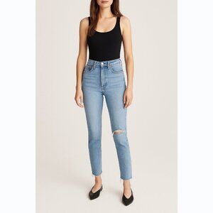 FREE PEOPLE Women’s Stella High Rise Skinny Jeans Size 28 Button Fly Raw Cut Hem